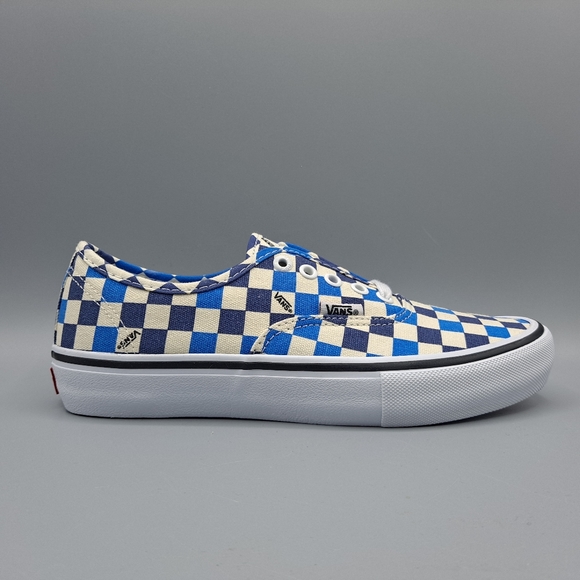 New Vans Authentic Pro Checkerboard Indigo Blue Classic White Men 7= Women's 8.5 - Picture 3 of 11